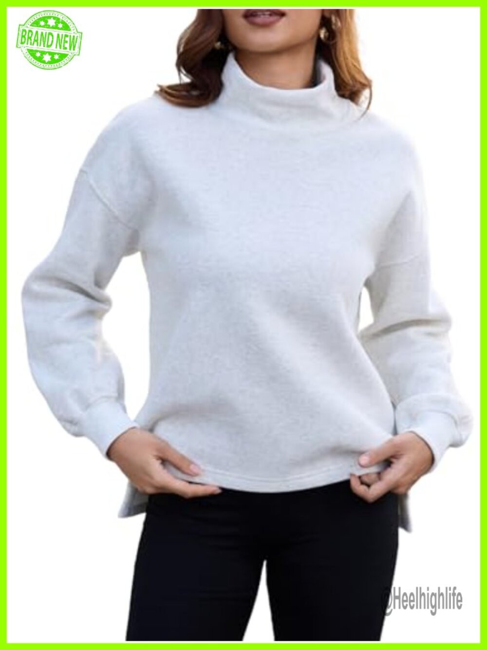 Mock Neck Fleece Sweatshirt Long Sleeve Cropped Pullover